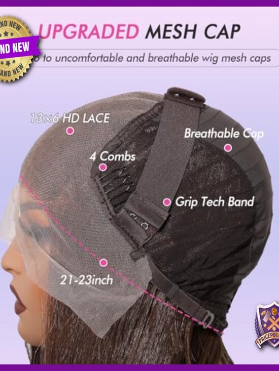 13x6 HD Lace Front Wig, 22 Inch Straight Synthetic, Glueless for Daily Use main image 4
